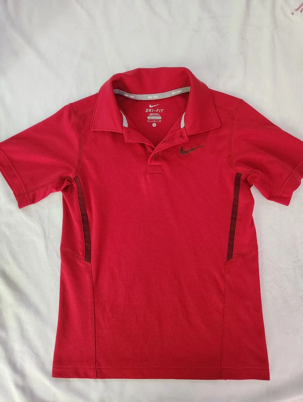 Nike Tennis Kids Red Dri-FIT Polo with Dark Accent
